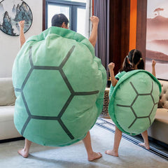 Oreillers verts portables en forme de carapace de tortue