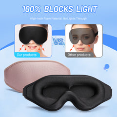 Masque de sommeil 3D en mousse à mémoire de forme naturelle pour plus de confort