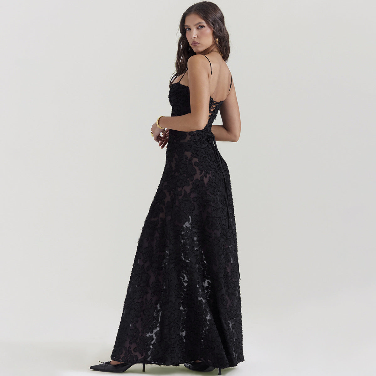 New Sexy Black Sheer Backless Dress Evening Gown - LARUNVIK