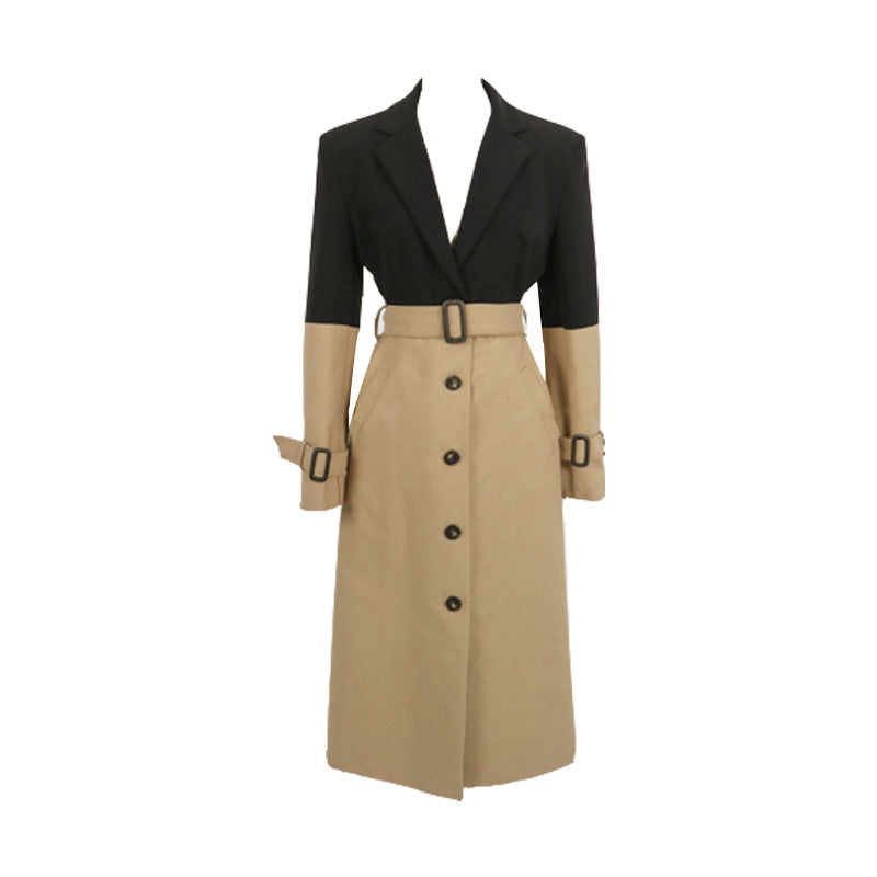 2026 Autumn Winter Women's Color-Block Belted Trench Coat - LARUNVIK