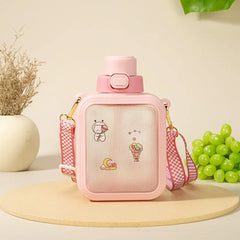 Kawaii Leak-Proof Water Bottle with Straw and Strap