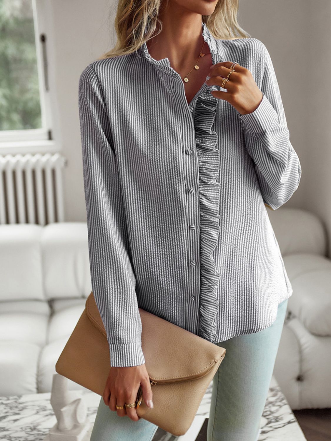 Nat Ruffle Trim Shirt - LARUNVIK