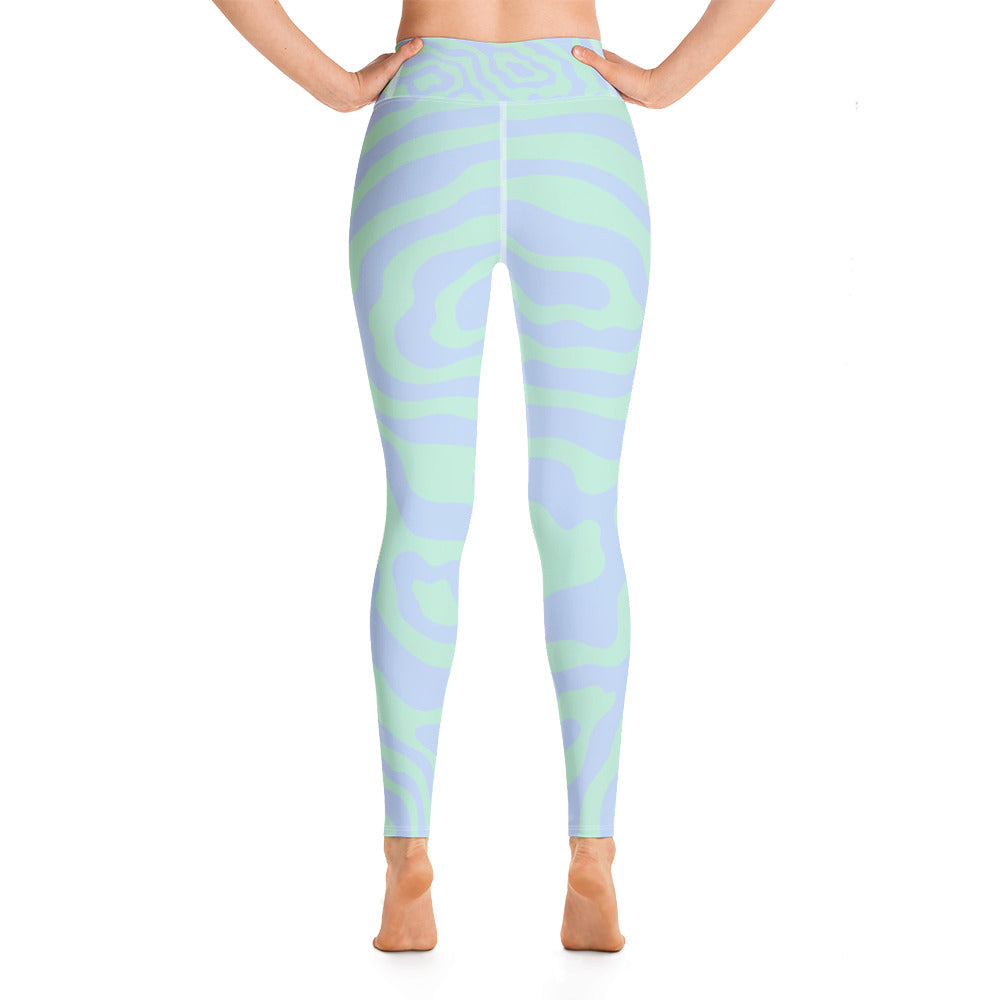 Women's Tropical Print Retro Kelp Yoga Leggings - LARUNVIK