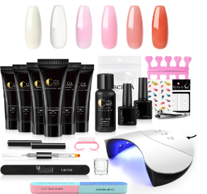Professional Poly Nail Gel Kit with UV Lamp (One Set) - LARUNVIK
