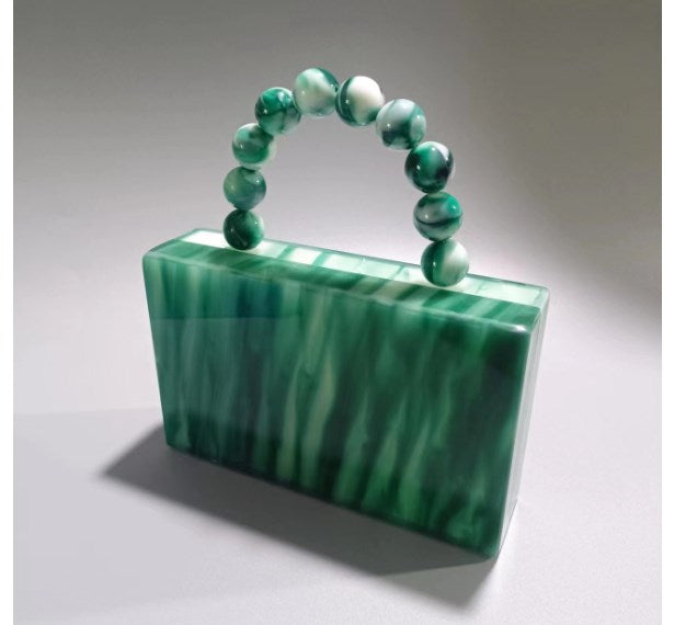 Acrylic Pearl Mint Green Small Shoulder Bag - LARUNVIK