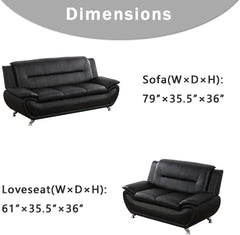 Leather Couches For Living Room Black Sofa And Loveseat Set