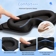 Masque de sommeil 3D en mousse à mémoire de forme naturelle pour plus de confort