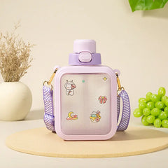 Kawaii Leak-Proof Water Bottle with Straw and Strap