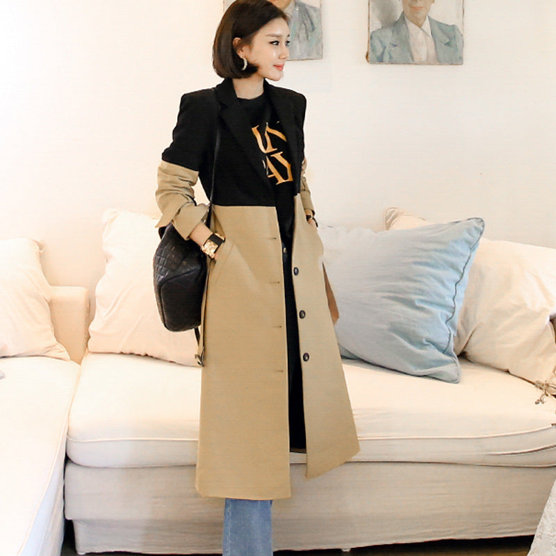 2026 Autumn Winter Women's Color-Block Belted Trench Coat - LARUNVIK