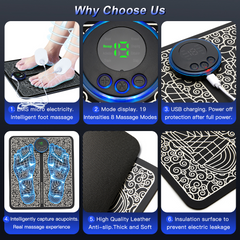 Tapis de massage de pieds rechargeable