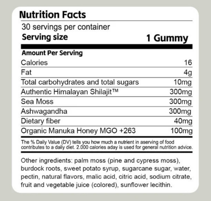 Gummies 3-en-1 de Shilajit pour hommes