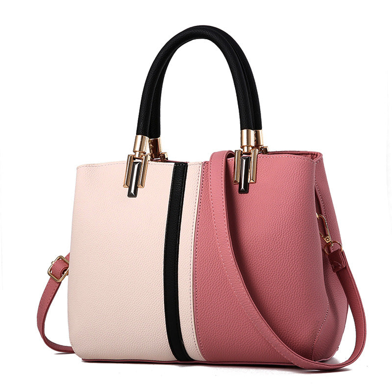 Women's Color Block Shoulder Bag - Stylish Casual Tote - LARUNVIK