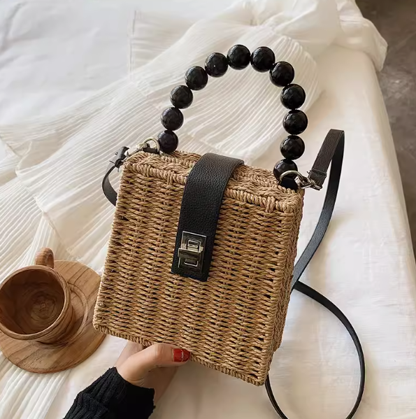 Karen Luxury Straw Bag - Handcrafted Wicker Bag (One Piece) - LARUNVIK
