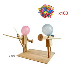 Marionnettes de combat en bois « Têtes de ballon » faites à la main