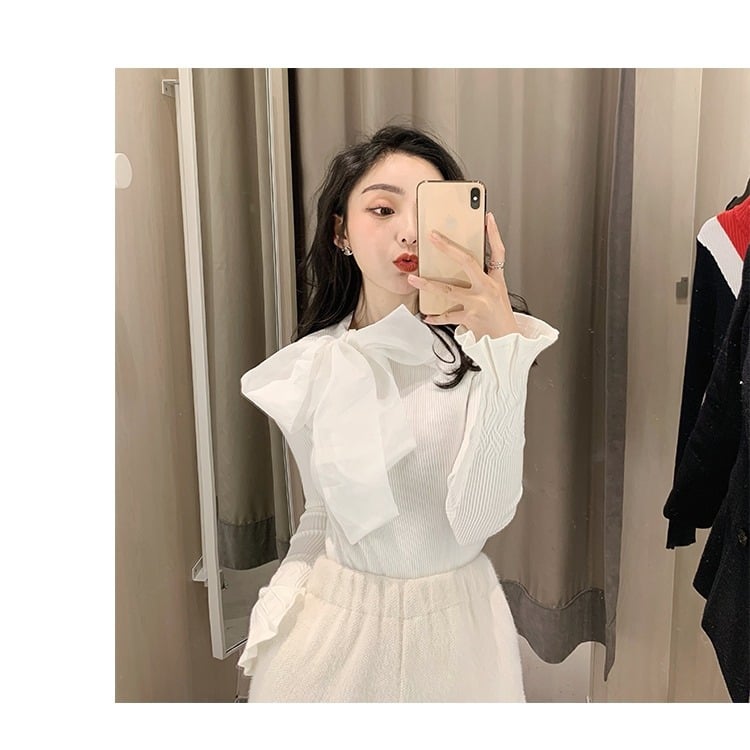 Women's Western Style Bow Collar Slim Fit Sweater - LARUNVIK
