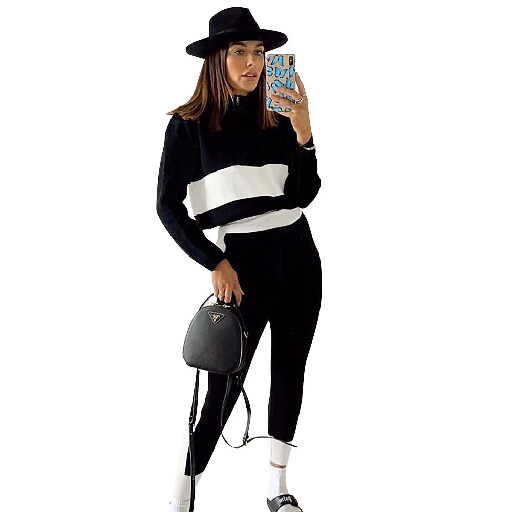 Chic Color Block Leisure Set