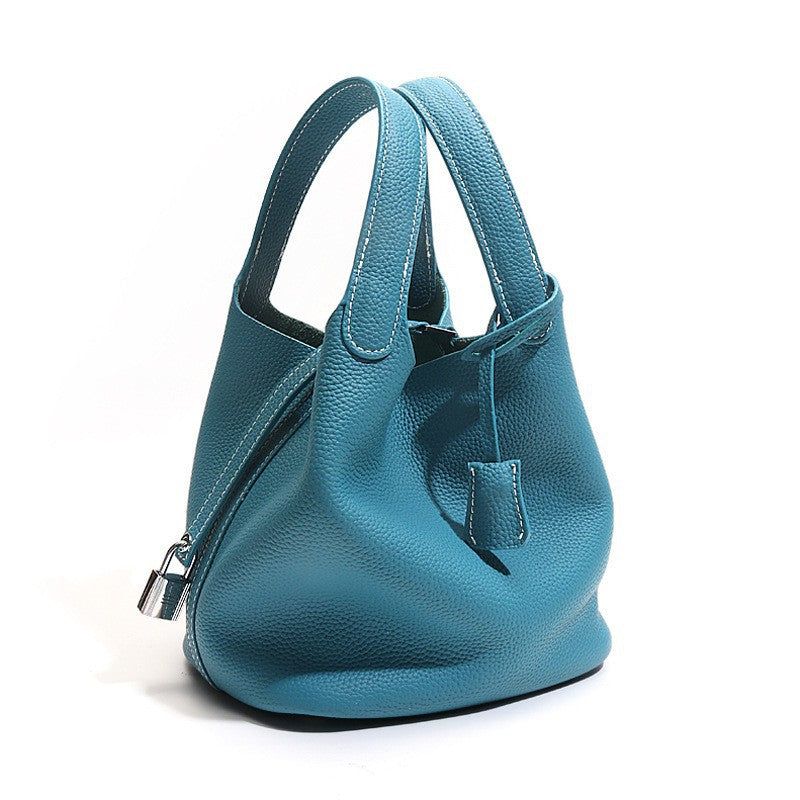 Women's Large Capacity Leather Vegetable Basket Bag - LARUNVIK