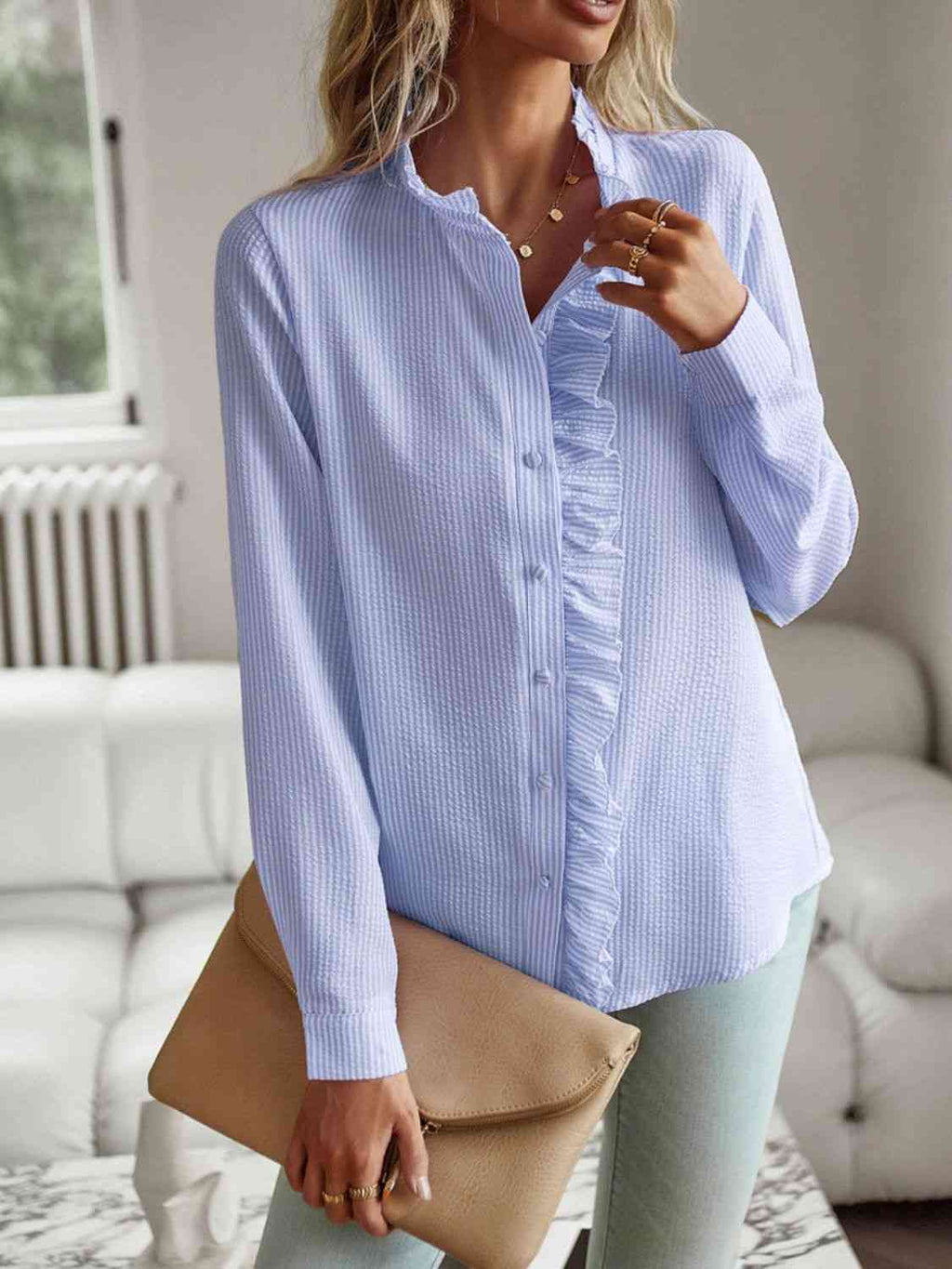 Nat Ruffle Trim Shirt - LARUNVIK