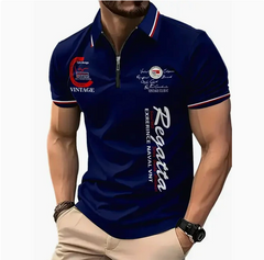 Polo à fermeture éclair et imprimé numérique 3D pour hommes