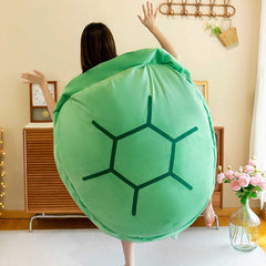 Oreillers verts portables en forme de carapace de tortue