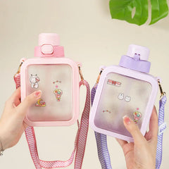 Kawaii Leak-Proof Water Bottle with Straw and Strap