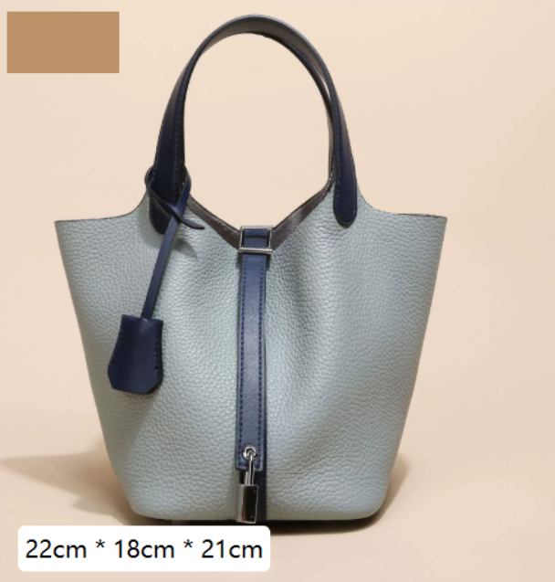 Women's Large Capacity Leather Vegetable Basket Bag - LARUNVIK