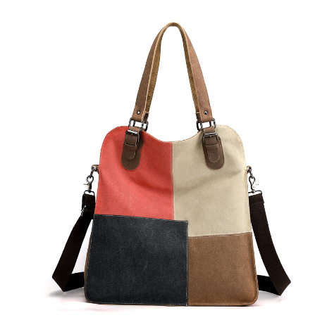 Lunna Women's Handbag - Color Block Canvas Tote (One) - LARUNVIK