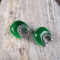 Vintage Silver Cat's Eye Charm Earrings