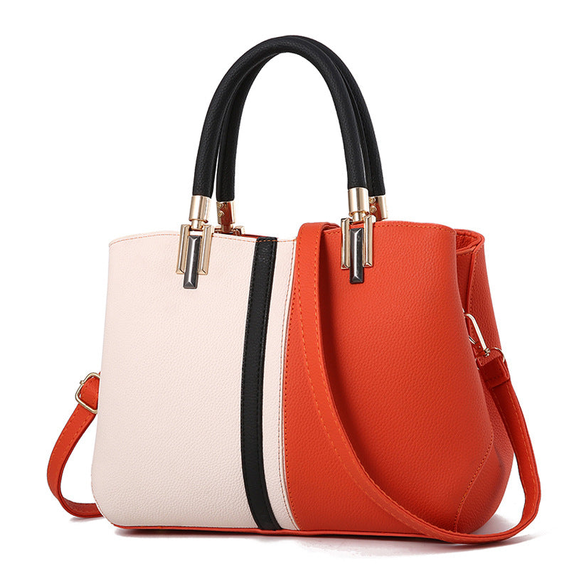Women's Color Block Shoulder Bag - Stylish Casual Tote - LARUNVIK