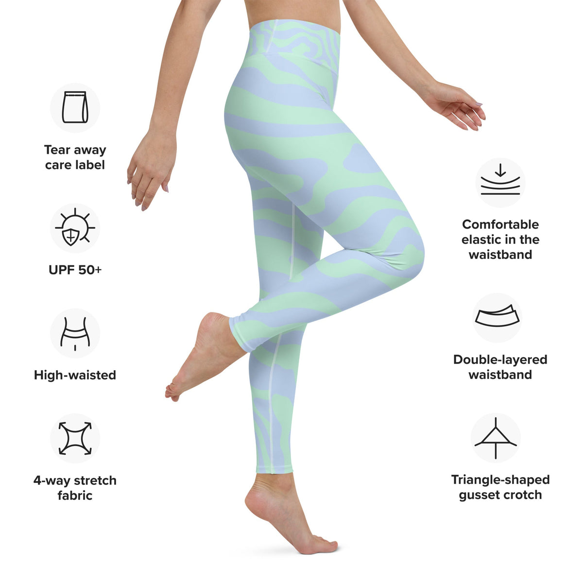 Women's Tropical Print Retro Kelp Yoga Leggings - LARUNVIK