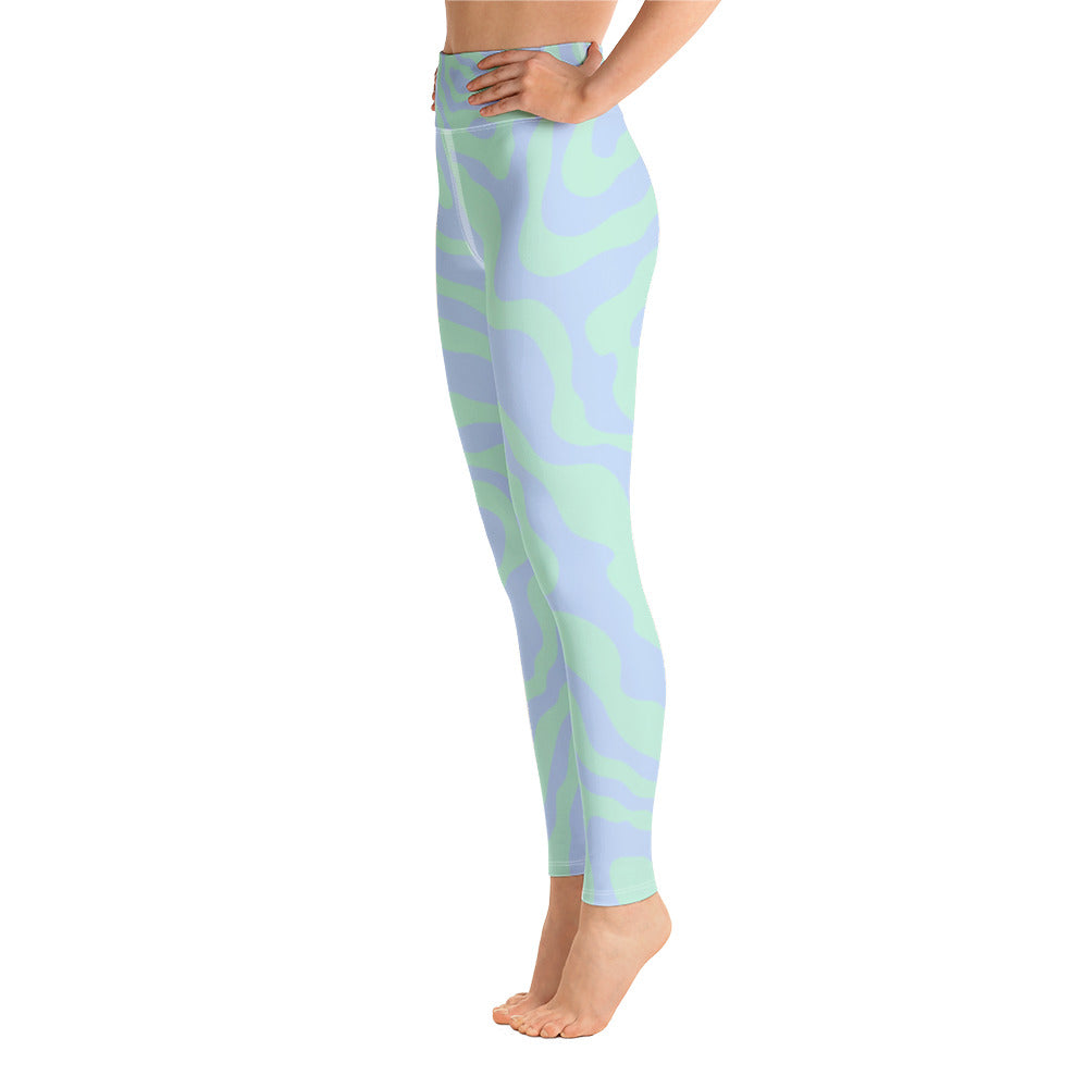 Women's Tropical Print Retro Kelp Yoga Leggings - LARUNVIK
