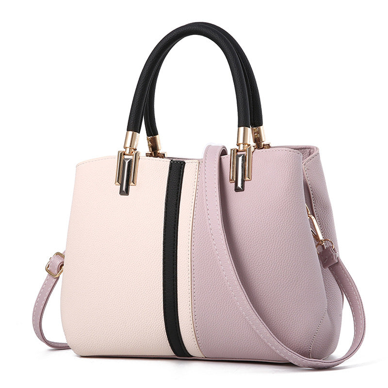 Women's Color Block Shoulder Bag - Stylish Casual Tote - LARUNVIK