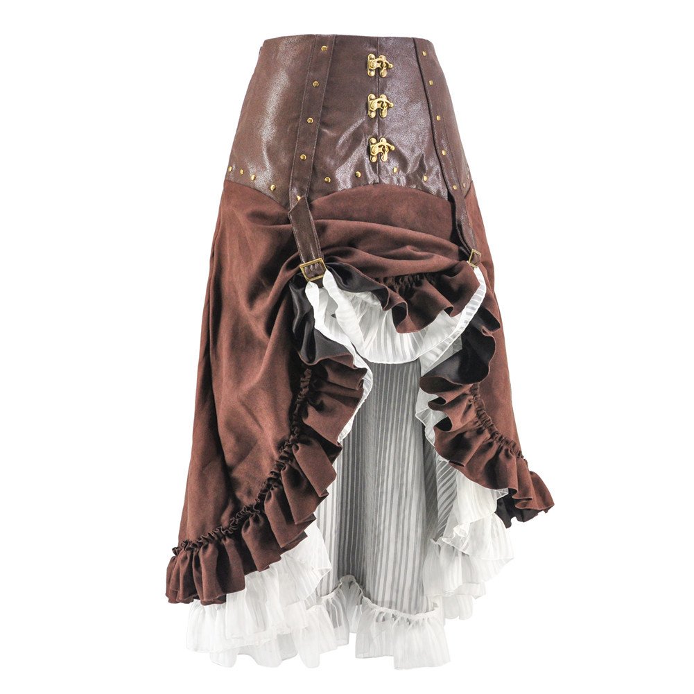 Steampunk Halloween Costume with Irregular Skirt Set - LARUNVIK