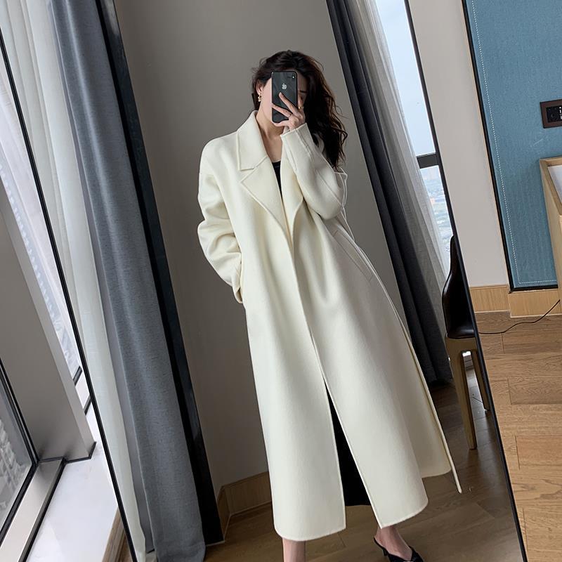 High-End White Woolen Coat for Women in Autumn/Winter - LARUNVIK