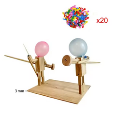 Marionnettes de combat en bois « Têtes de ballon » faites à la main