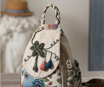 Ethnic Floral Women's Backpack with Multiple Compartments - LARUNVIK