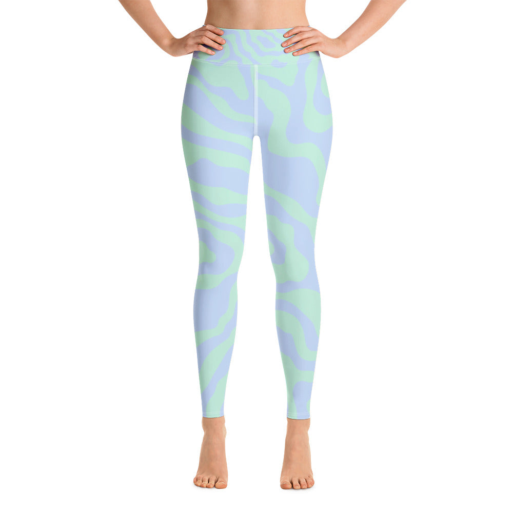Women's Tropical Print Retro Kelp Yoga Leggings - LARUNVIK