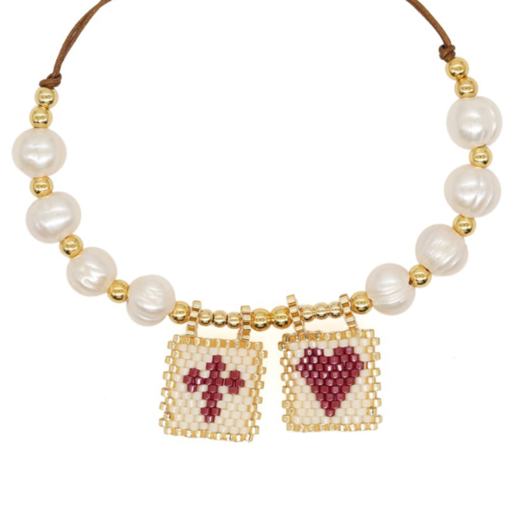 Sacred Freshwater Pearl Scapular Bracelet - LARUNVIK