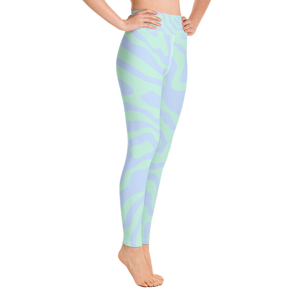 Women's Tropical Print Retro Kelp Yoga Leggings - LARUNVIK