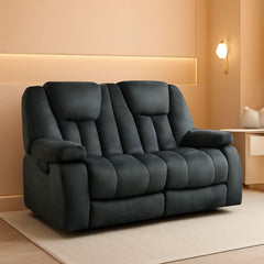 Grey Extra Wide Loveseat Recliner Sofa For Two Cup Holders