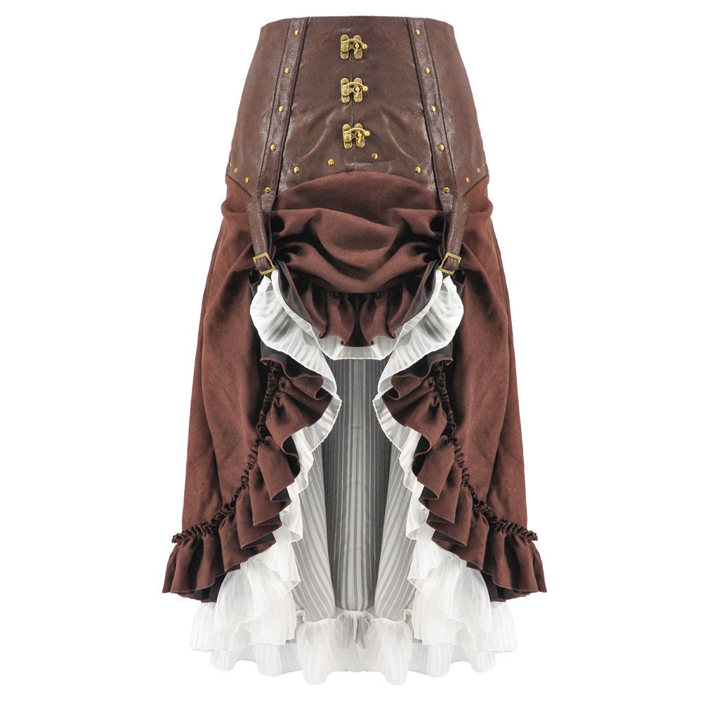 Steampunk Halloween Costume with Irregular Skirt Set - LARUNVIK