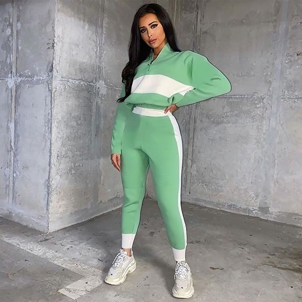 Chic Color Block Leisure Set
