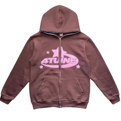 Sweats à capuche zippés imprimés étoiles