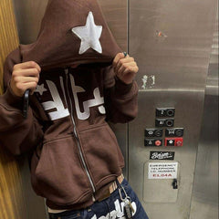 Sweats à capuche zippés imprimés étoiles
