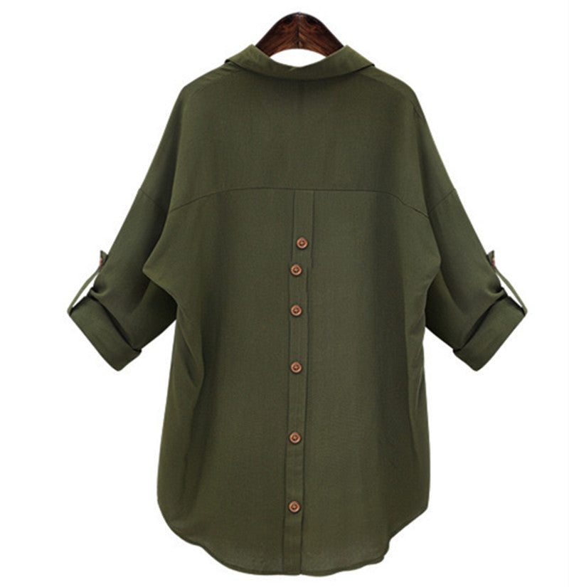 Plus Size Long Sleeve Casual Shirt Jacket for Women - LARUNVIK