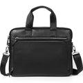 Bison Leather Executive Crossbody Denim Briefcase (One) - LARUNVIK
