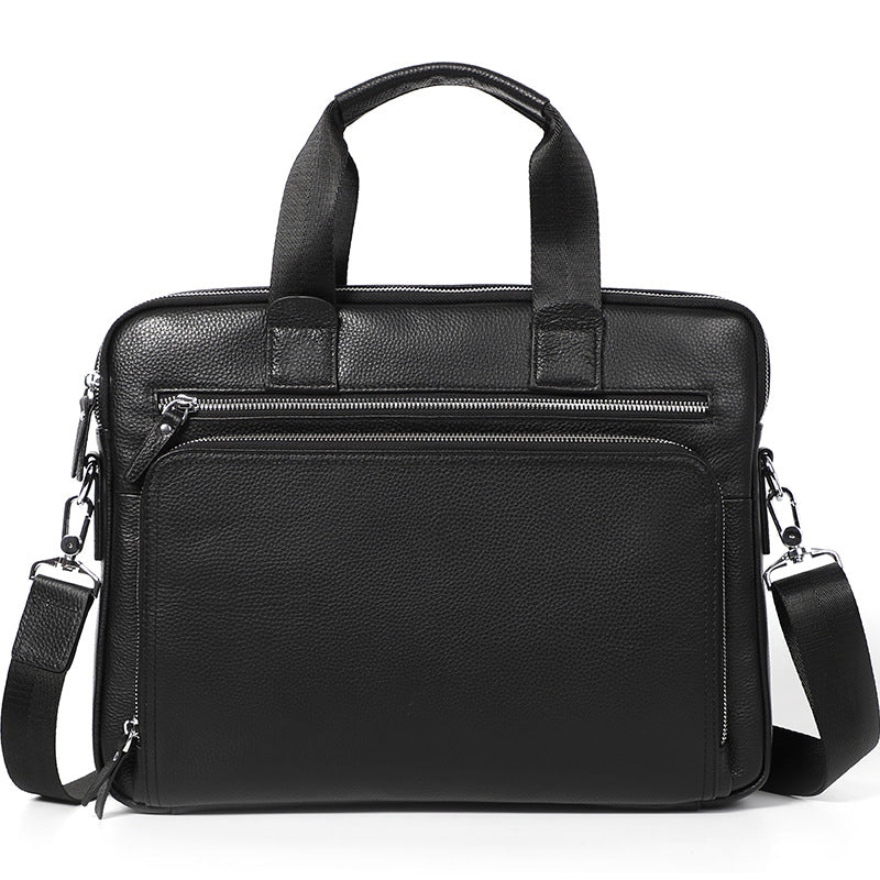 Bison Leather Executive Crossbody Denim Briefcase (One) - LARUNVIK