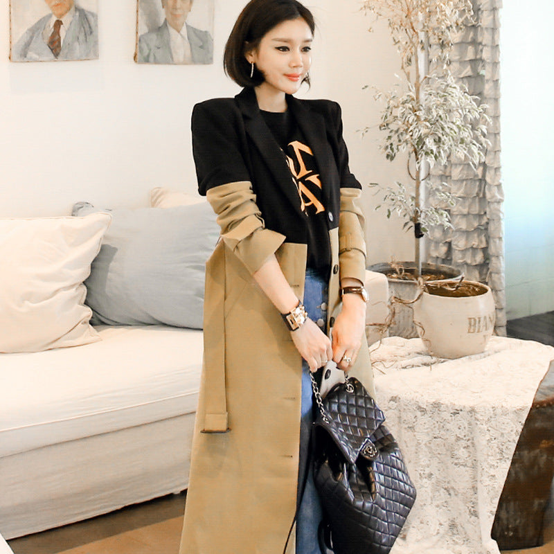 2026 Autumn Winter Women's Color-Block Belted Trench Coat - LARUNVIK