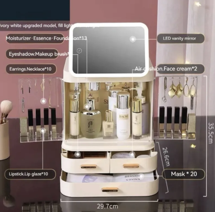 Lighted Mirror Makeup Storage Box - LARUNVIK