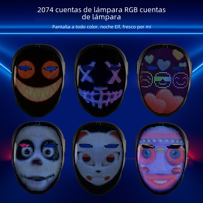 LED Colorful APP Face Changing Mask for Halloween - LARUNVIK